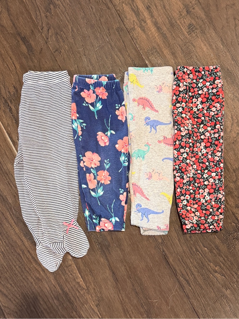 9 Month Girls Floral & Dino Cotton Leggings - Navy, Pink, Cream, Black